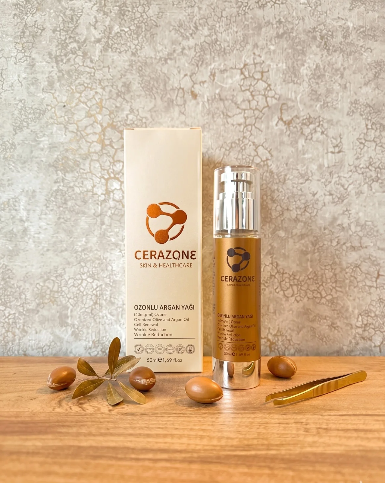 Saf Ozonlu Argan Yağı Leke Kırışıklık Ve Sivilce Karşıtı Cilt Bakım Yağı 50 ml