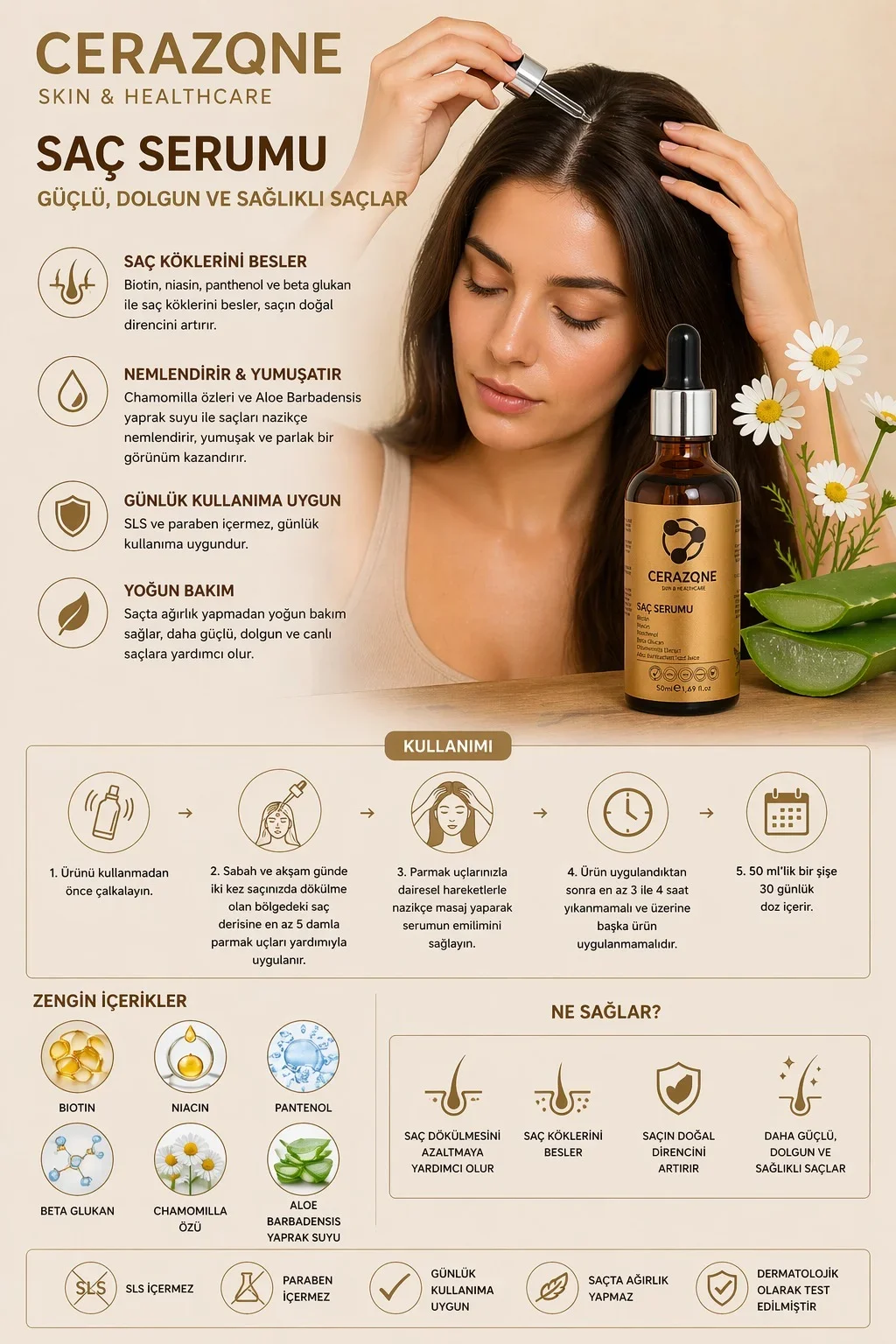 Saç Serumu Bakım ve Onarıcı Argan Yağı ve Keratin Özlü Saç Uzatmaya Yardımcı 50 ml