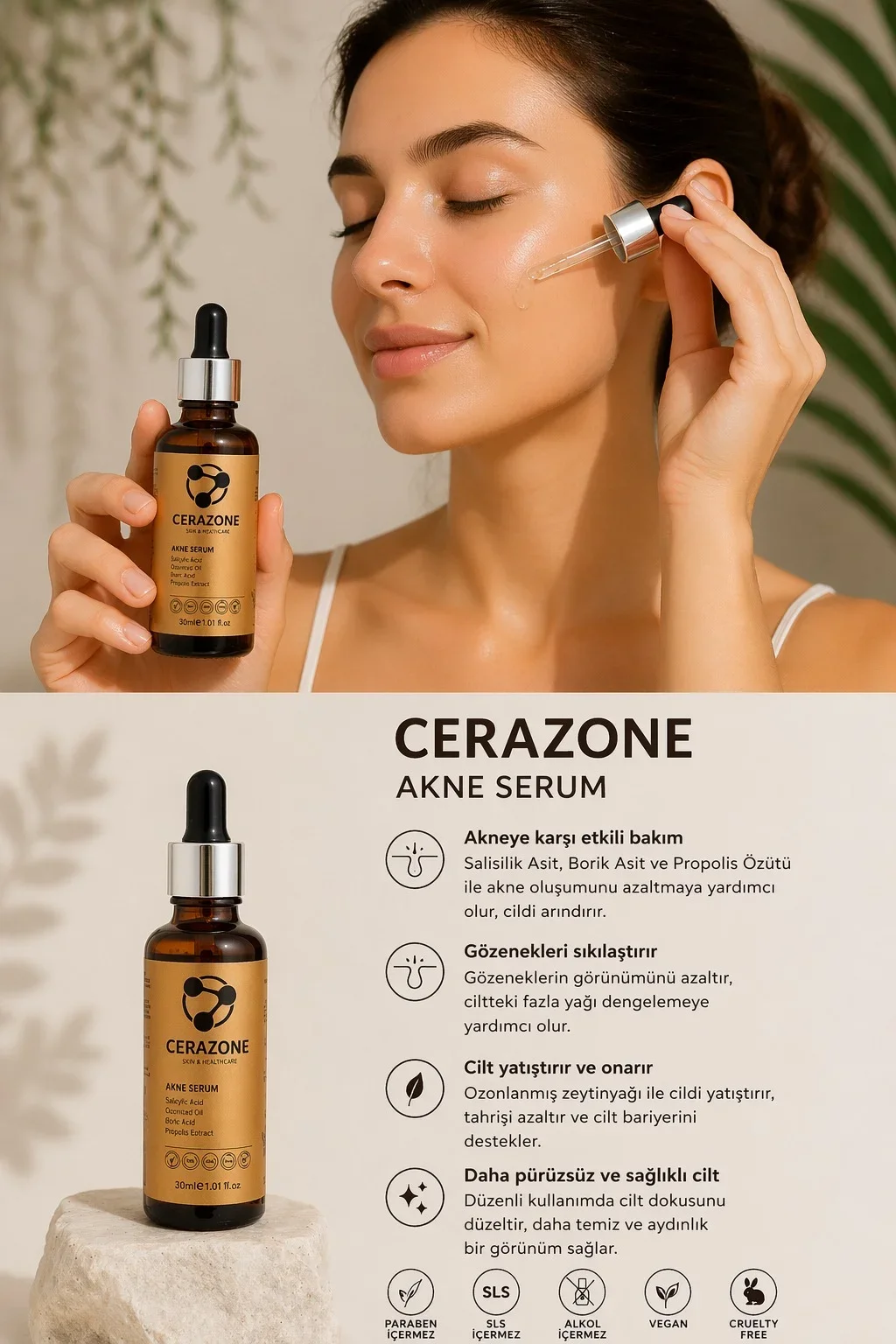 Akne Serum ve Gözenek Sıkılaştırıcı Sivilce Karşıtı Serum 30 ML