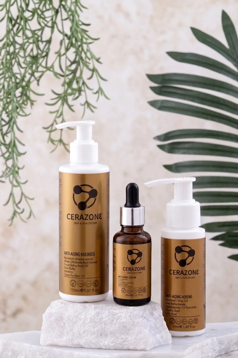 Anti Aging ve Kırışıklık Karşıtı 3 Parça Bakım Seti Yaşlanma Karşıtı Serum Krem ve Maske