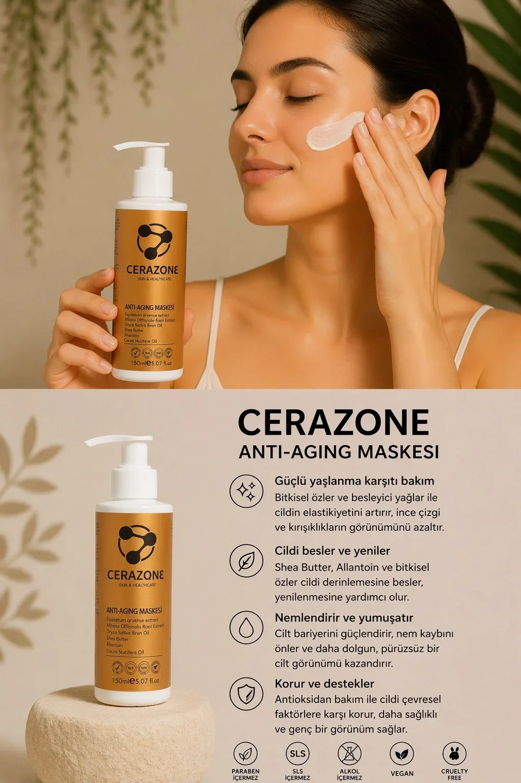 Anti Aging ve Kırışıklık Karşıtı 3 Parça Bakım Seti Yaşlanma Karşıtı Serum Krem ve Maske