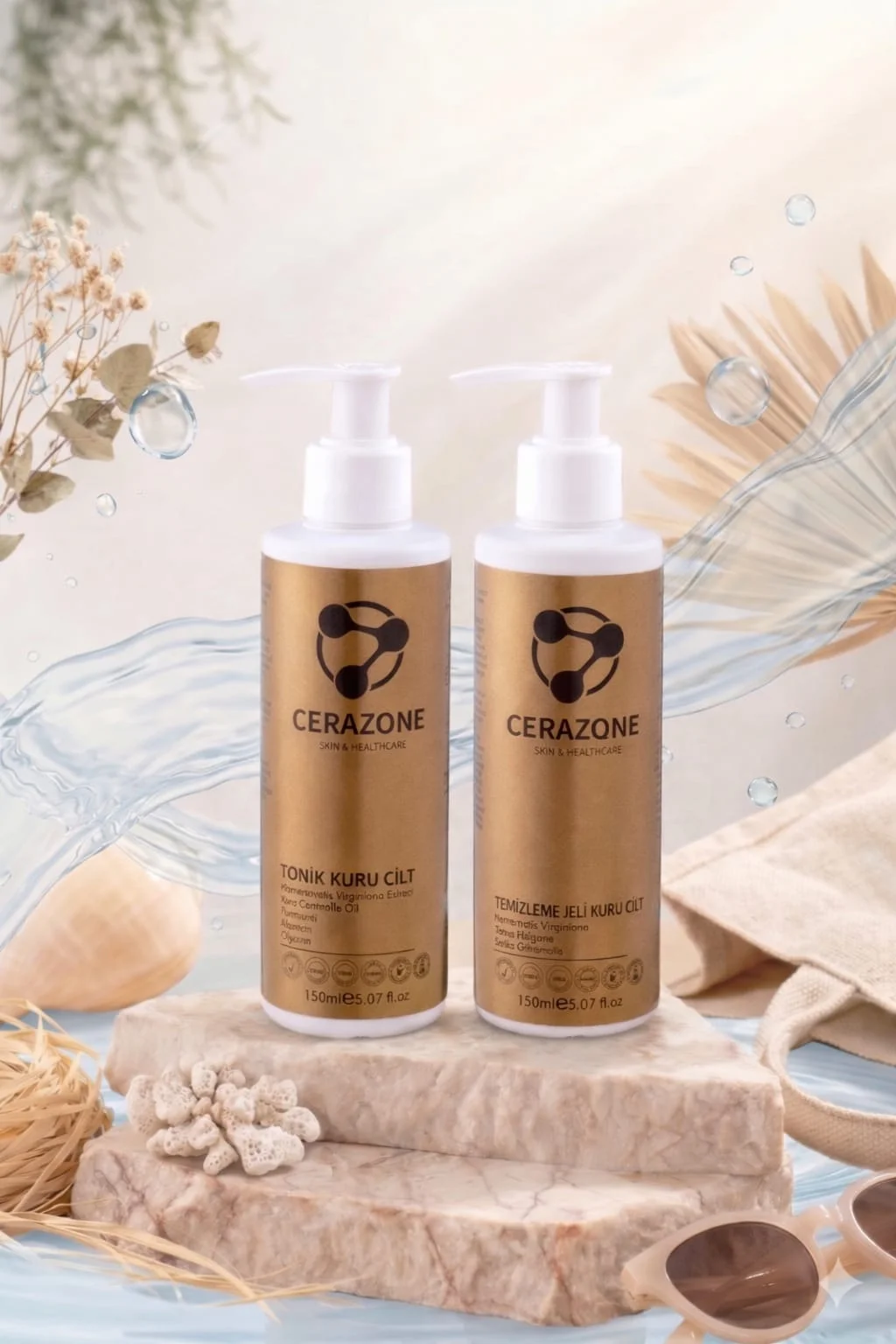 Kuru ve Hassas Ciltlere Özel Nemlendirici Bakım Seti Temizleme Jeli ve Tonik 2 x 150 ml