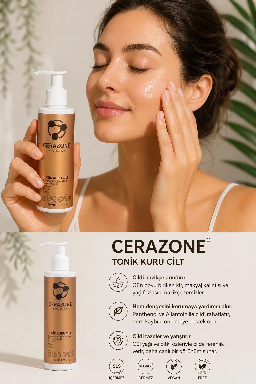 Kuru ve Hassas Ciltlere Özel Nemlendirici Bakım Seti Temizleme Jeli ve Tonik 2 x 150 ml
