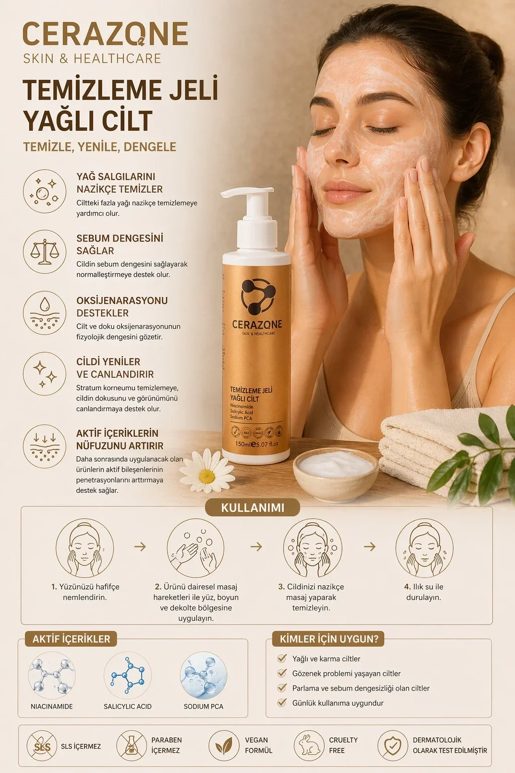 Yağlı ve Karma Ciltlere Özel Temizleme Jeli ve Tonik  Arındırıcı Bakım Seti 2 adet x 150 ml