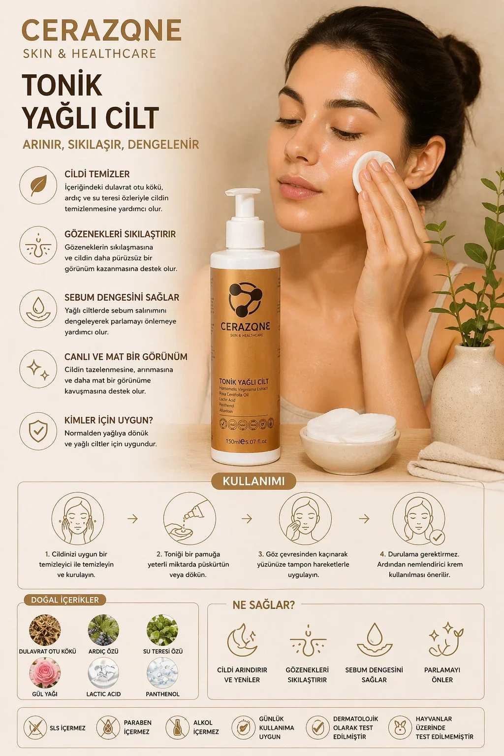 Yağlı ve Karma Ciltlere Özel Temizleme Jeli ve Tonik  Arındırıcı Bakım Seti 2 adet x 150 ml