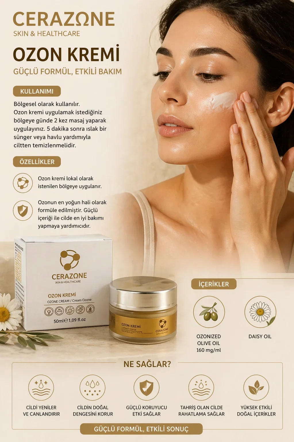 Ozon Kremi Yüksek Konsantrasyonlu Ozon Terapi Kremi 50 ML