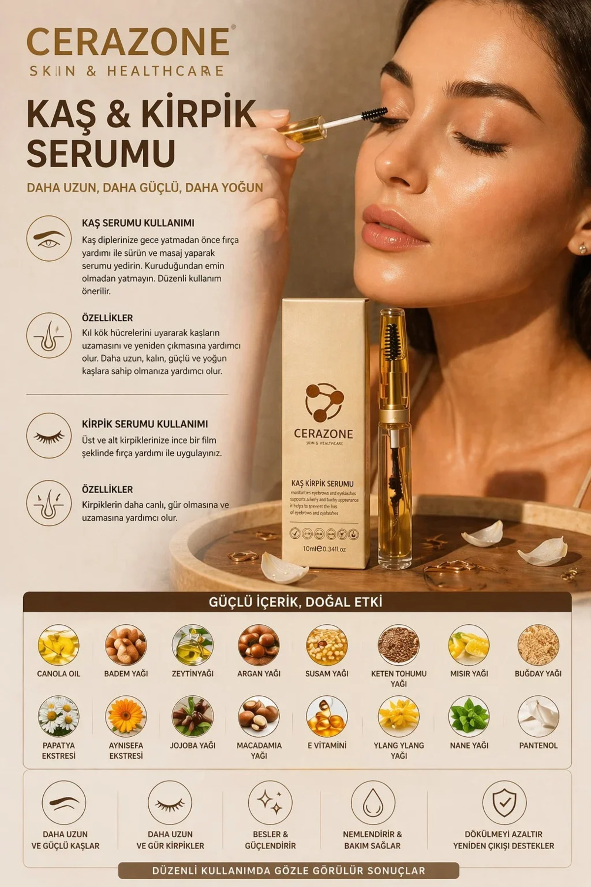 Kaş Kirpik Serumu Dökülme Karşıtı Gürleştirici ve Besleyici Yoğun Bakım Serumu 10 ml+10 ml